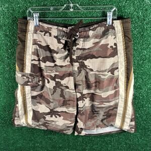 Vintage Ocean Pacific OP Swim Trunks Mens M Camouflage Beach Pool Surf Y2K